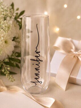 NEW: Custom Champagne Flute for "Jennifer" - Great Bridesmaid/Bridal Shower Gift